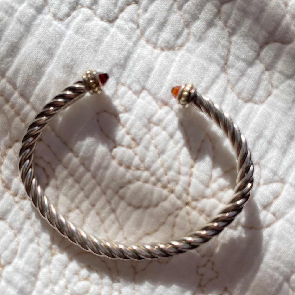 Silver and Garnet Bangle Bracelet